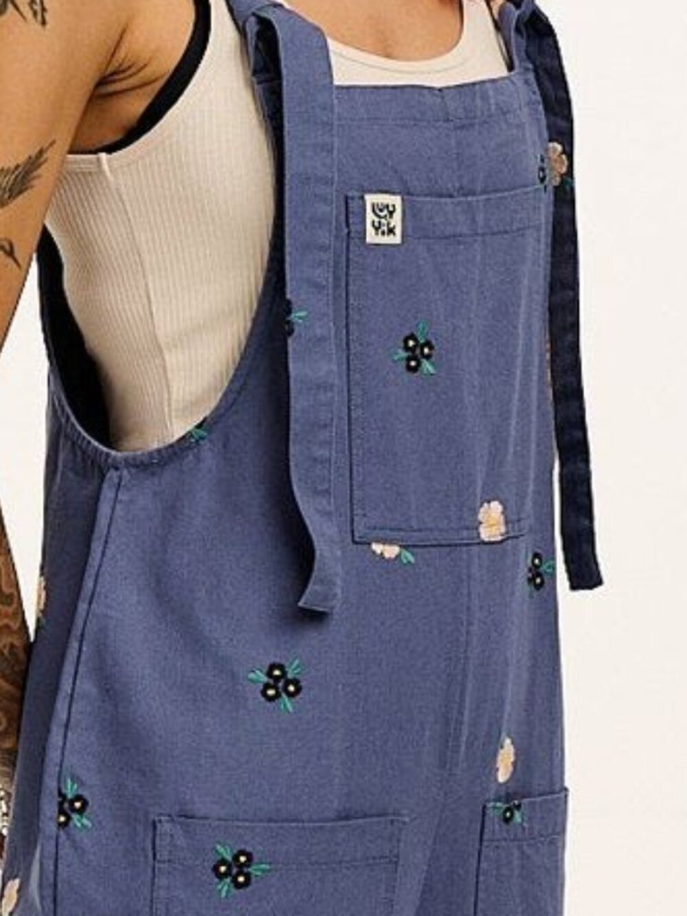 Lucy & Yak Original - Twill Dungarees in Blue With Frankie Flowers UK14/US10 - Picture 2 of 7